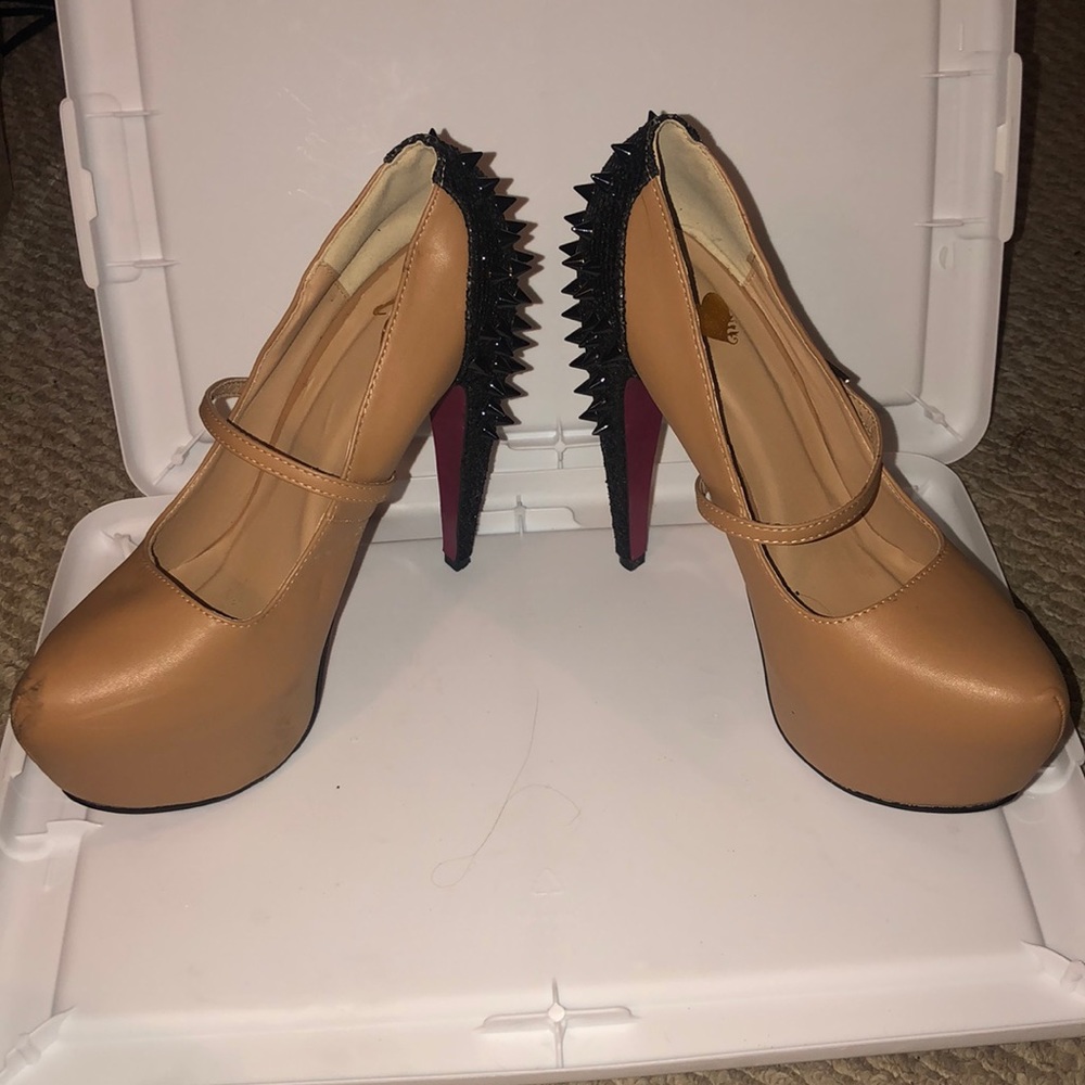 Tan spiked heels SOLD